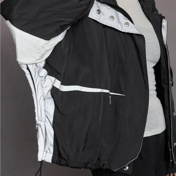 Esme Anorak - Black/ Soft White/ Reflective × 1 Black and White Women's Jacket - Picture 5 of 9